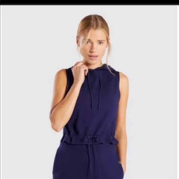 PLEASE DO NOT PURCHASE Gymshark Isla Knit Sleeveless Hoodie Navy Small Merino - Picture 2 of 7